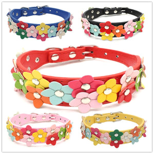 Floral PU Leather Pet Collar & Leash – Stylish Dog & Cat Set