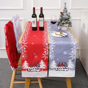 Christmas Red & Gray Cartoon Tablecloth – Holiday Table Decor