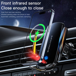 Wireless Car Phone Holder with Charger – 360° Rotating Air Vent Mount