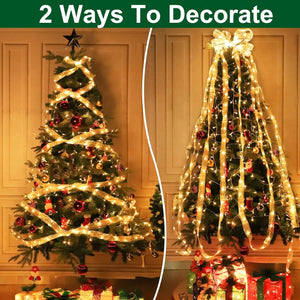 Christmas Ribbon Fairy Lights, DIY Bow String Lights for Xmas Tree Decor
