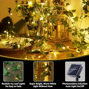 50/100 LED Solar Ivy String Lights, 8 Modes for Garden, Wedding & Christmas Decor