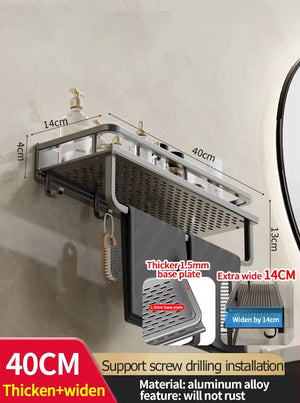 Wall-Mounted Aluminum Bathroom Rack – Space-Saving Storage Shelf