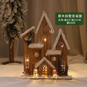 Glowing Wooden Christmas House Decor