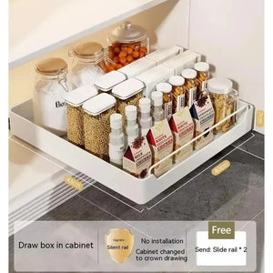 Pull-Out Kitchen Storage Rack with Sliding Rails – Metal Organizer