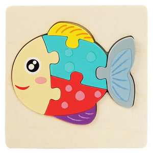 Kids 3D Wooden Animal Puzzle, Educational Jigsaw Toy