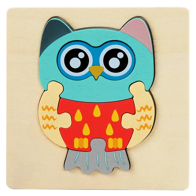 Kids 3D Wooden Animal Puzzle, Educational Jigsaw Toy