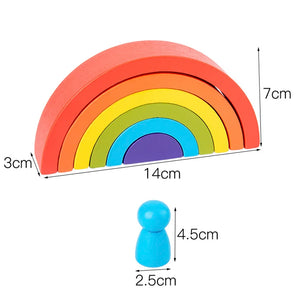 Wooden Rainbow Stacking Toy for Kids | Montessori Balance Blocks