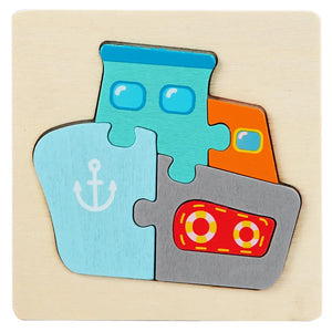 Kids 3D Wooden Animal Puzzle, Educational Jigsaw Toy
