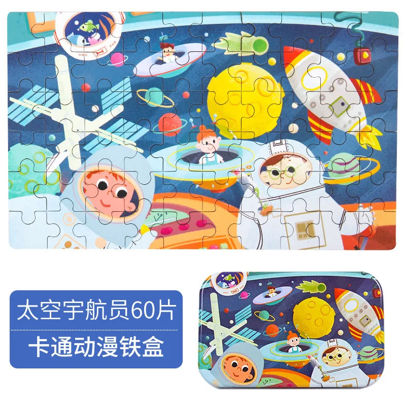 SEO Title: 60-Piece Wooden Puzzle Toys for Kids – Educational Animal & Vehicle Jigsaw