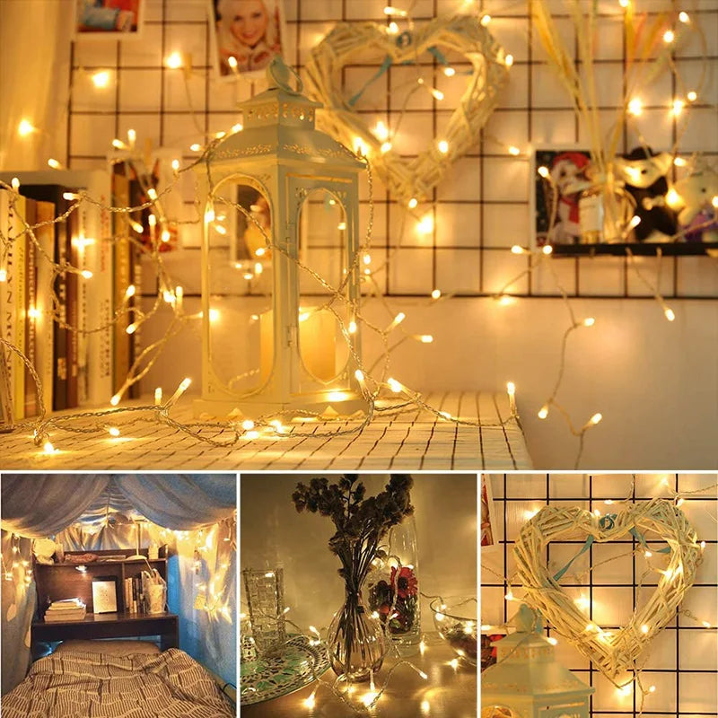 Waterproof Battery LED Christmas String Lights, 1.5m–10m Xmas Home Decorations