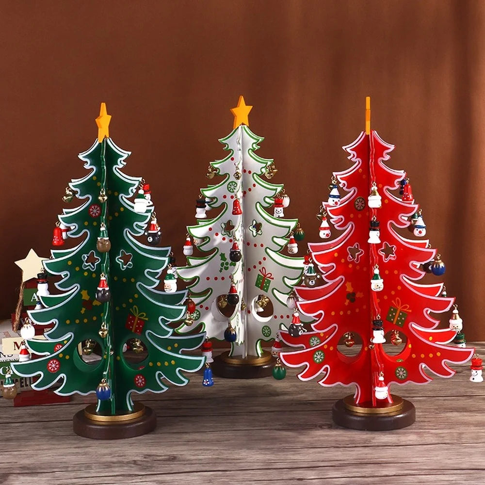 DIY Wooden Christmas Tree Desktop Decoration