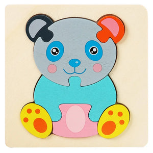 Kids 3D Wooden Animal Puzzle, Educational Jigsaw Toy