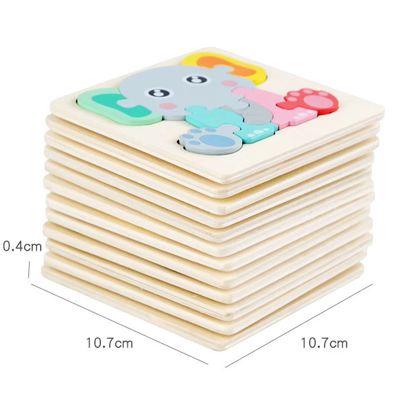 Kids 3D Wooden Animal Puzzle, Educational Jigsaw Toy