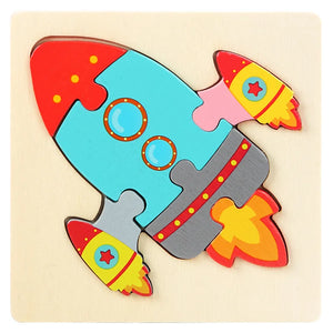 Kids 3D Wooden Animal Puzzle, Educational Jigsaw Toy