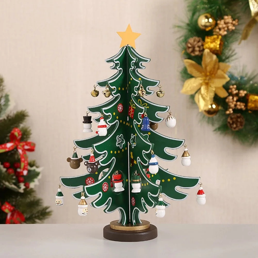 DIY Wooden Christmas Tree Desktop Decoration