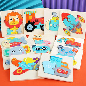 Kids 3D Wooden Animal Puzzle, Educational Jigsaw Toy