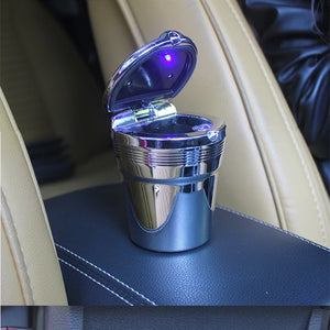 Universal Car Ashtray with LED Light – Covered Interior Accessory