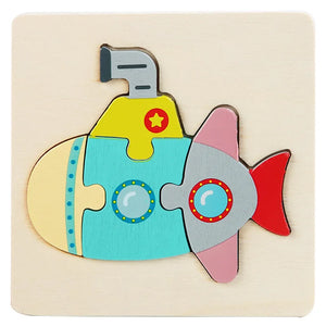 Kids 3D Wooden Animal Puzzle, Educational Jigsaw Toy