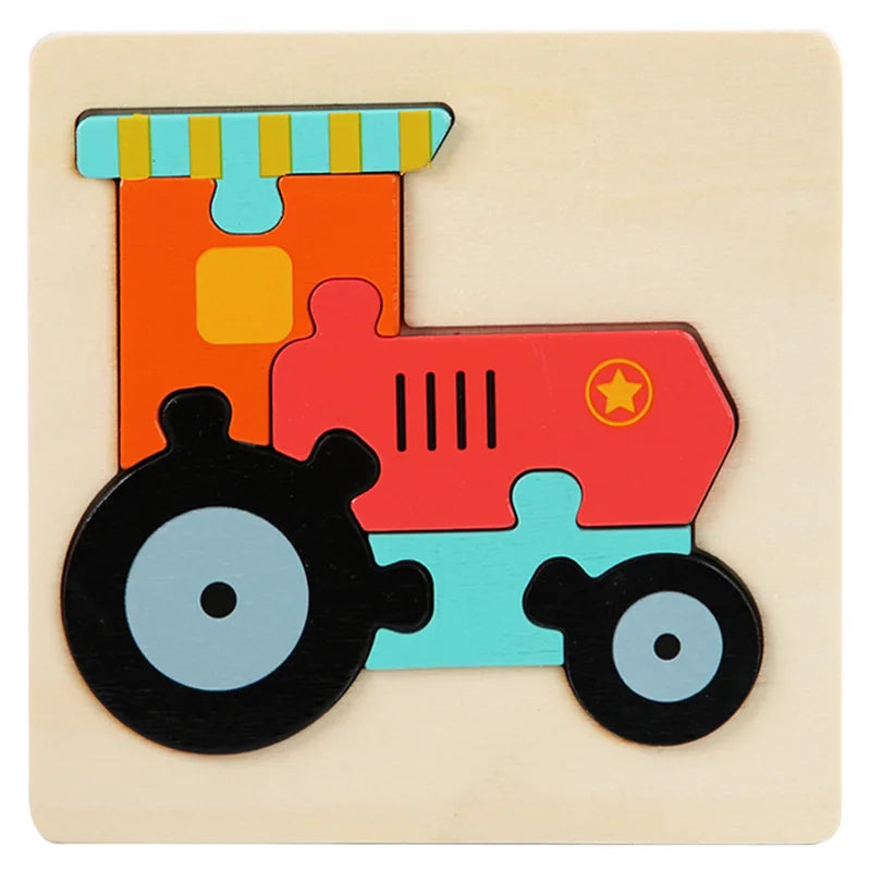 Kids 3D Wooden Animal Puzzle, Educational Jigsaw Toy