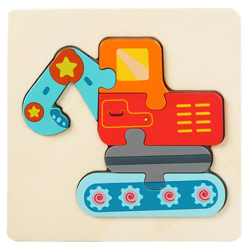 Kids 3D Wooden Animal Puzzle, Educational Jigsaw Toy