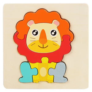 Kids 3D Wooden Animal Puzzle, Educational Jigsaw Toy