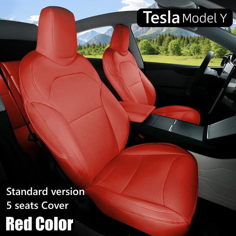 Tesla Model Y Juniper 2025–2026 Nappa Leather Seat Covers – Anti-Stain Interior Accessories