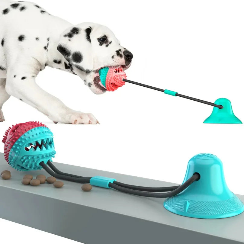 Interactive Dog Chew Ball Toy with Suction Cup & Teeth Cleaning
