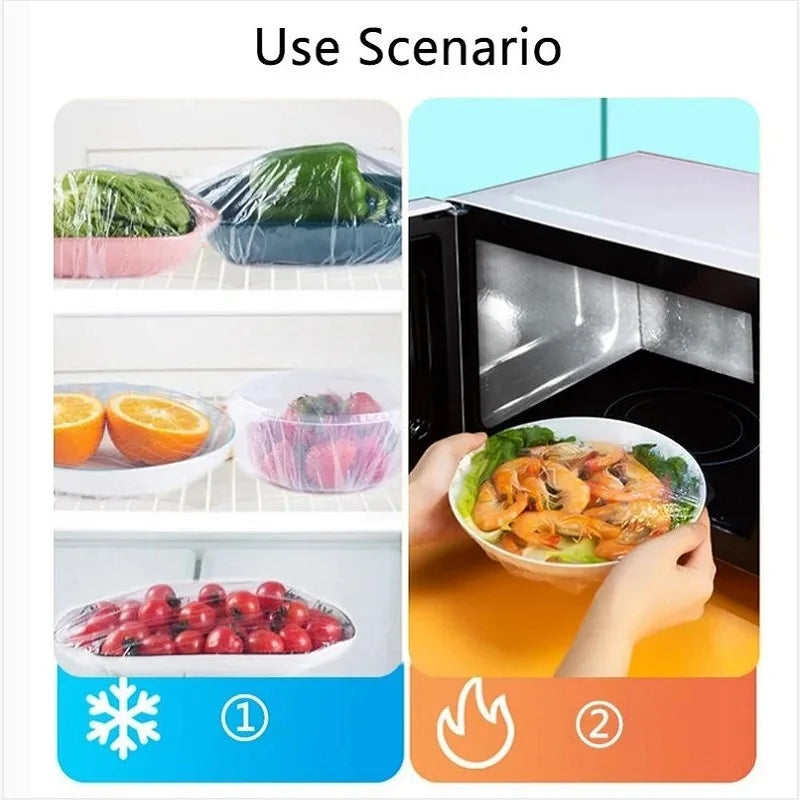 Disposable Food Covers – Elastic Plastic Wrap for Fresh Food Storage