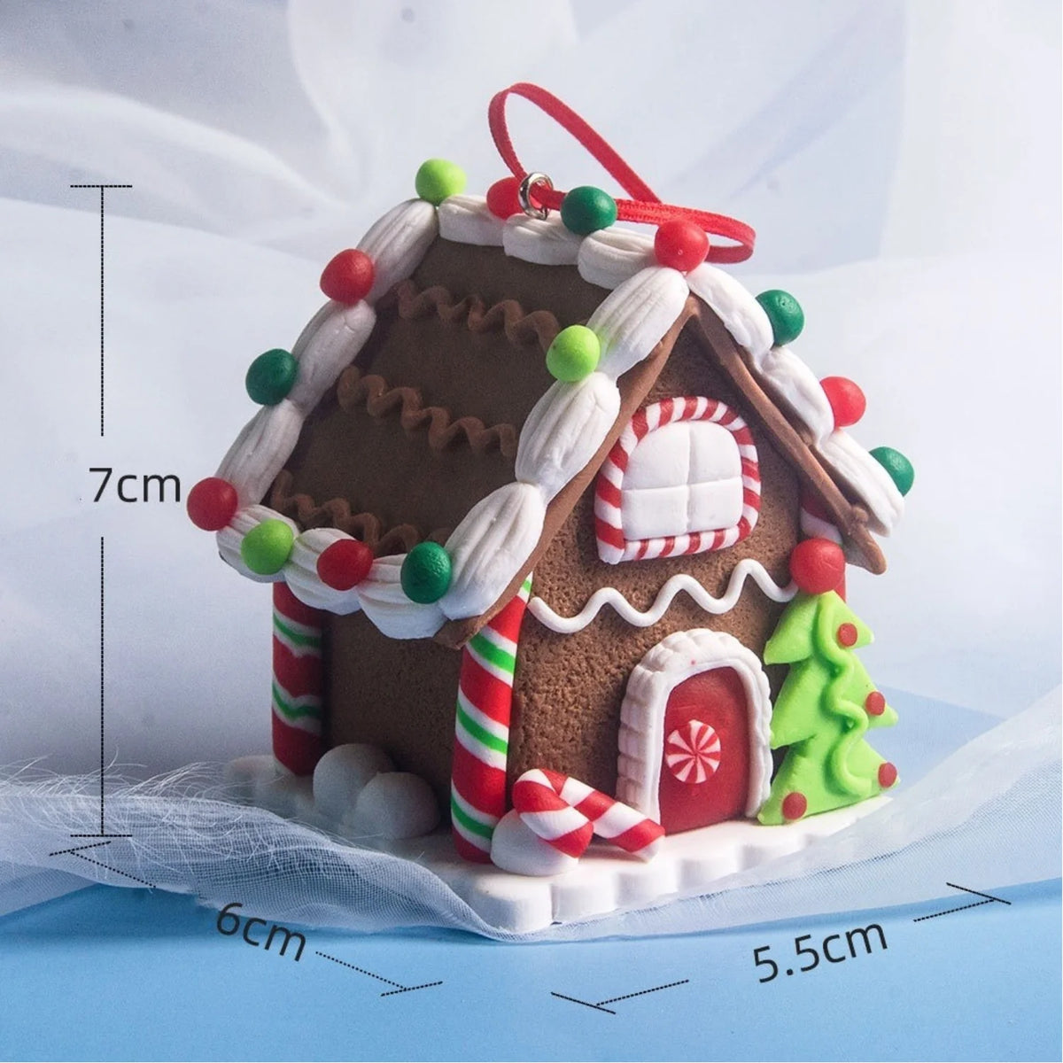 5pcs Gingerbread House Christmas Tree Ornaments, Hanging Holiday Decor