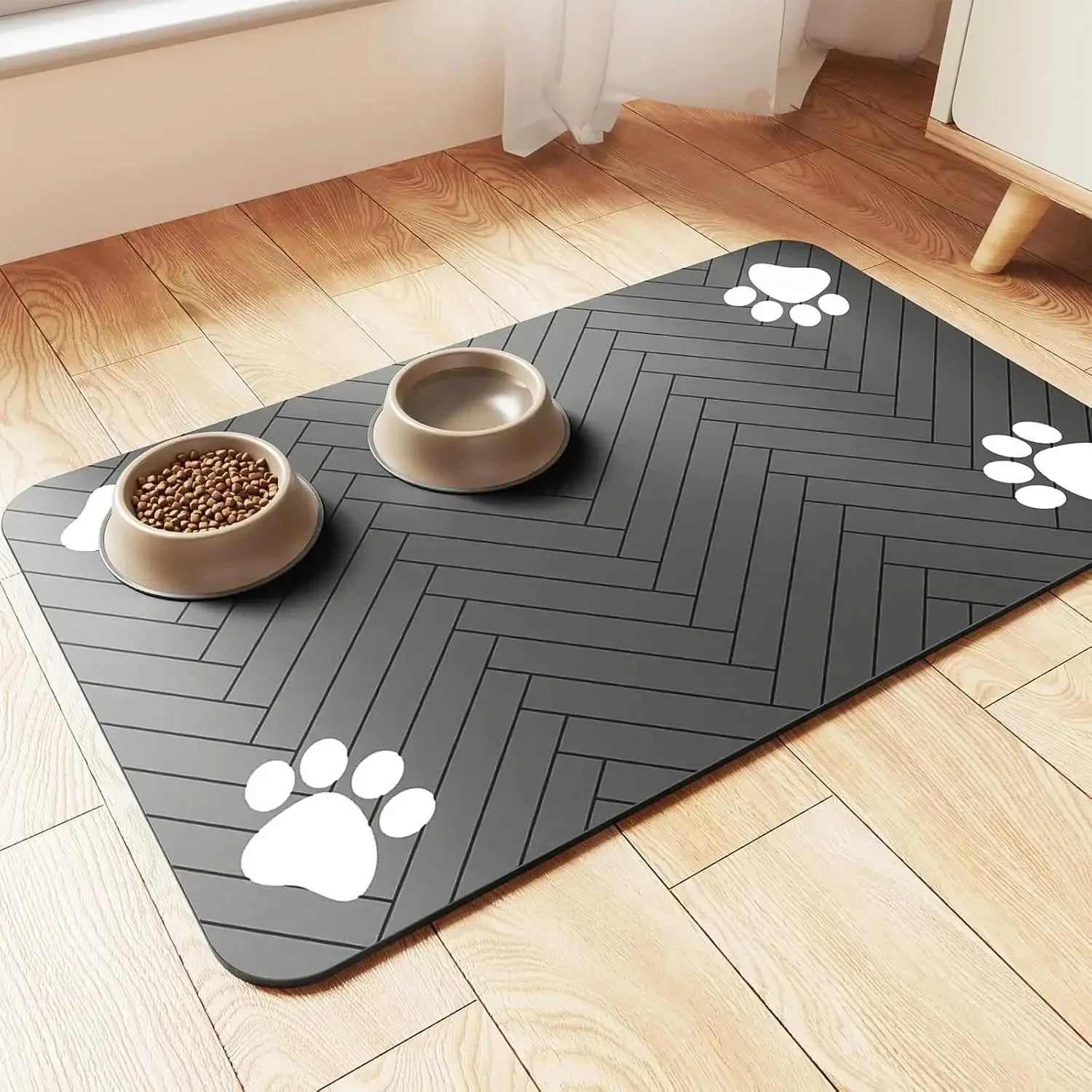Absorbent Pet Feeding Mat for Dogs & Cats, Waterproof Bowl Placemat