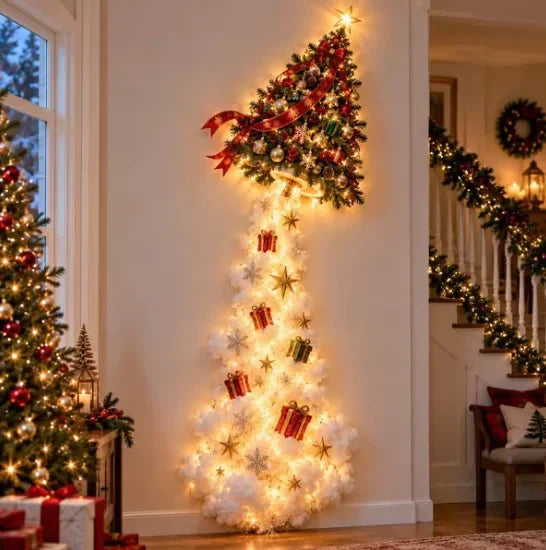Glowing Christmas Wall Light – Santa Sleigh & Reindeer Decor