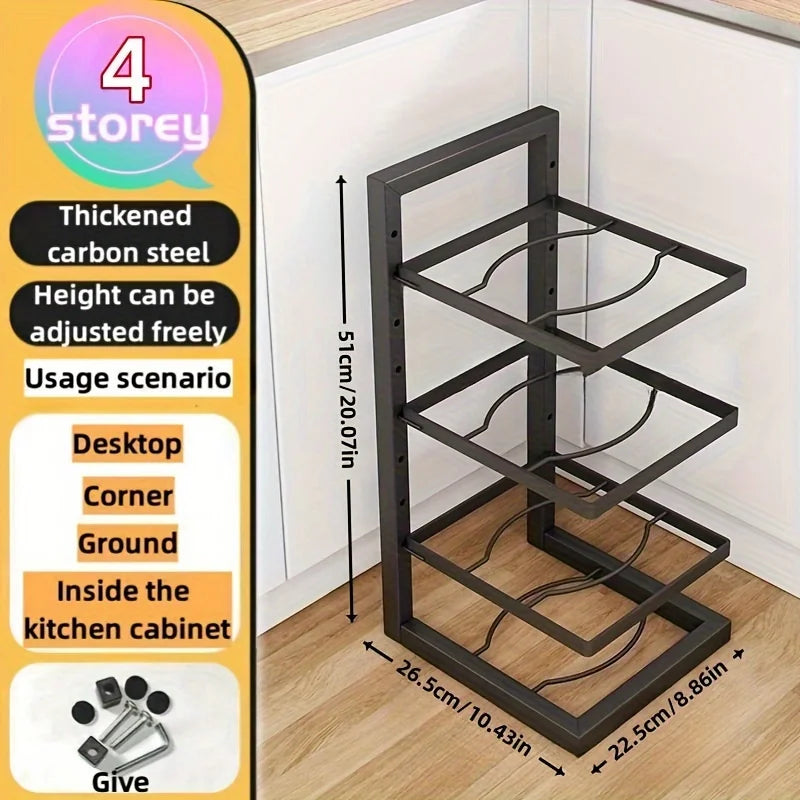 Adjustable Stainless Steel Pot and Pan Organizer Rack
