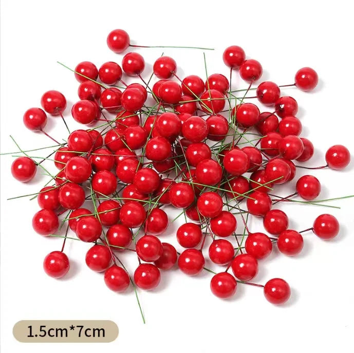 Mini Artificial Red Berries for Christmas Wreaths, DIY Floral Crafts & Home Decor