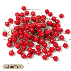 Mini Artificial Red Berries for Christmas Wreaths, DIY Floral Crafts & Home Decor