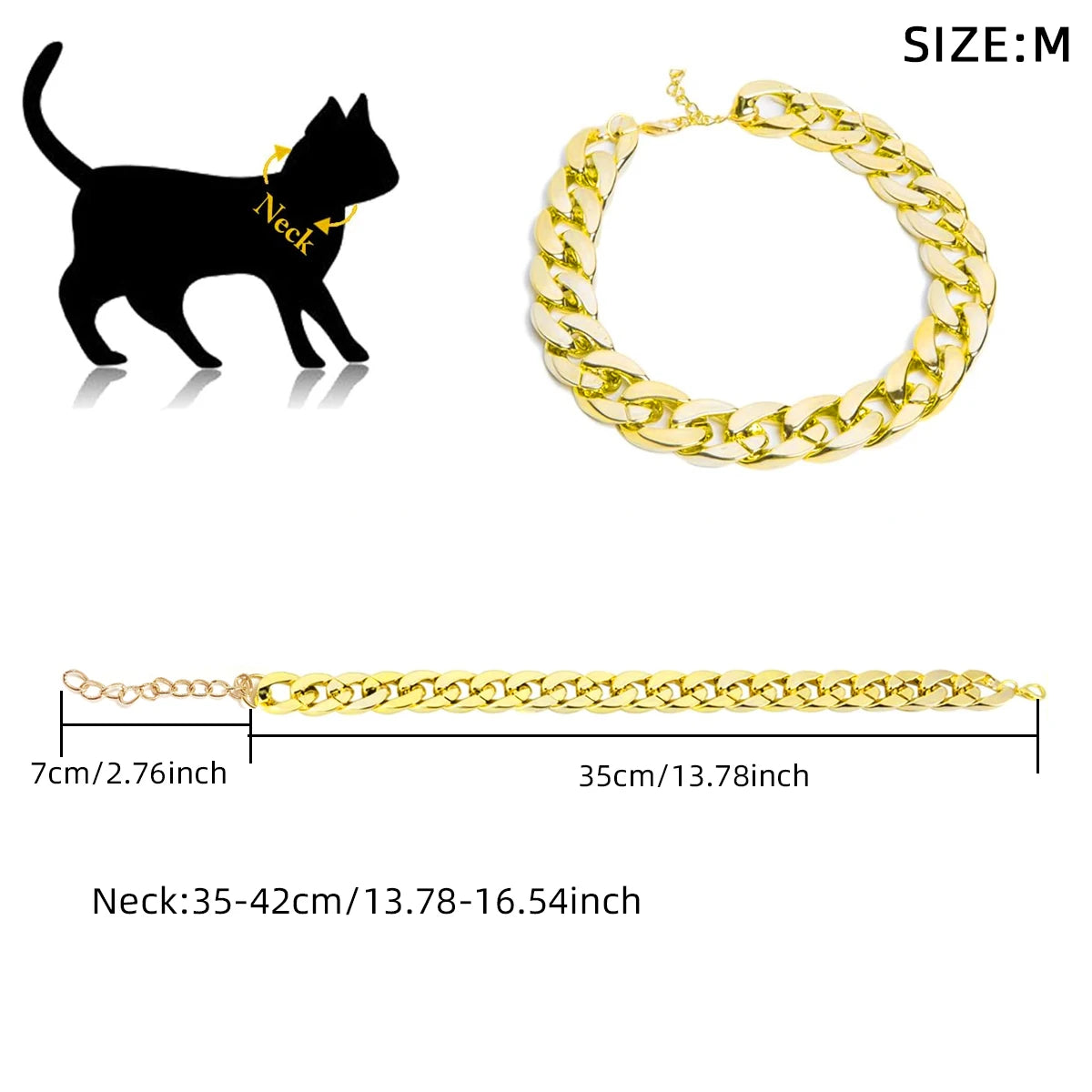 Premium Gold Chain Pet Collar – Adjustable Dog & Cat Necklace
