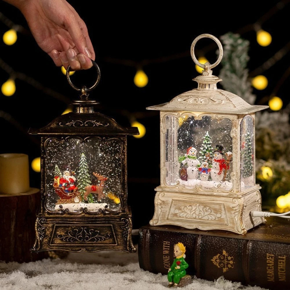 hristmas Crystal Ball Music Box with LED Lights – Holiday Decor