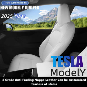 Tesla Model Y Juniper 2025–2026 Nappa Leather Seat Covers – Anti-Stain Interior Accessories