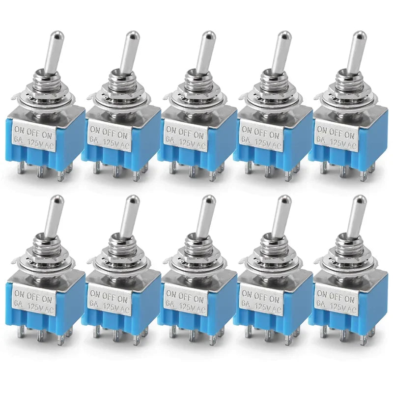 10PCS Mini Toggle Switch Set – 3Pin/6Pin ON-OFF Switches
