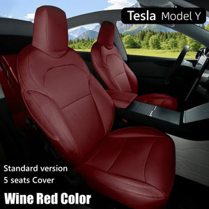 Tesla Model Y Juniper 2025–2026 Nappa Leather Seat Covers – Anti-Stain Interior Accessories