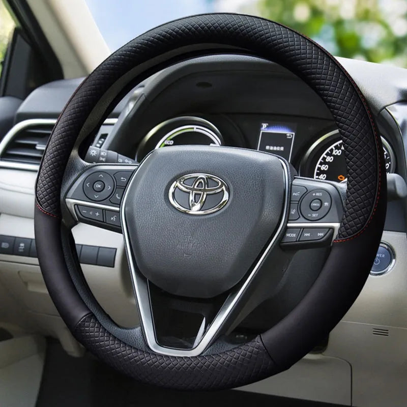 Universal Microfiber Leather Steering Wheel Cover – Anti-Slip, 38cm