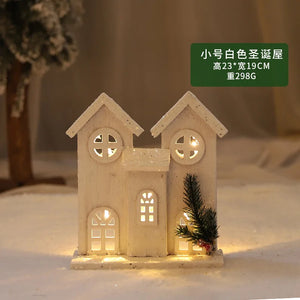 Glowing Wooden Christmas House Decor