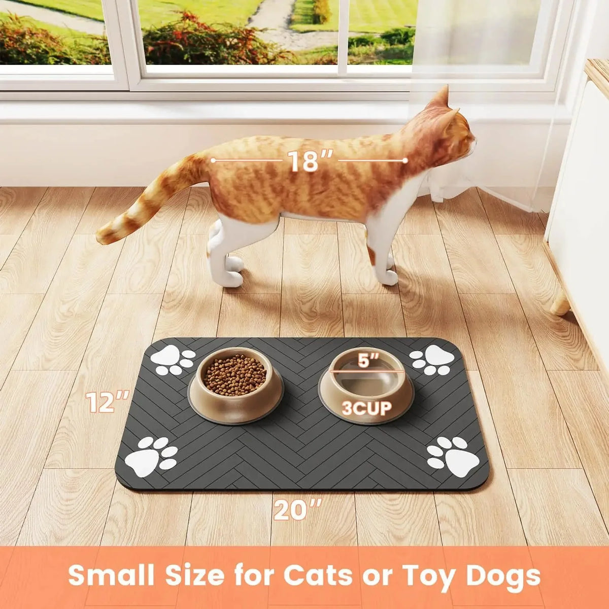 Absorbent Pet Feeding Mat for Dogs & Cats, Waterproof Bowl Placemat