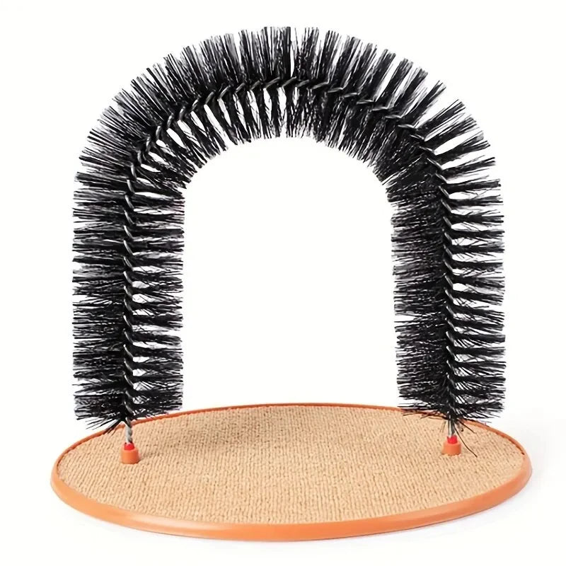Interactive Cat Grooming Arch – Massage Brush & Scratching Pad Toy