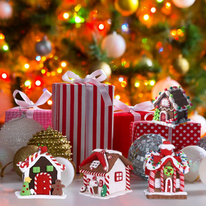 5pcs Gingerbread House Christmas Tree Ornaments, Hanging Holiday Decor