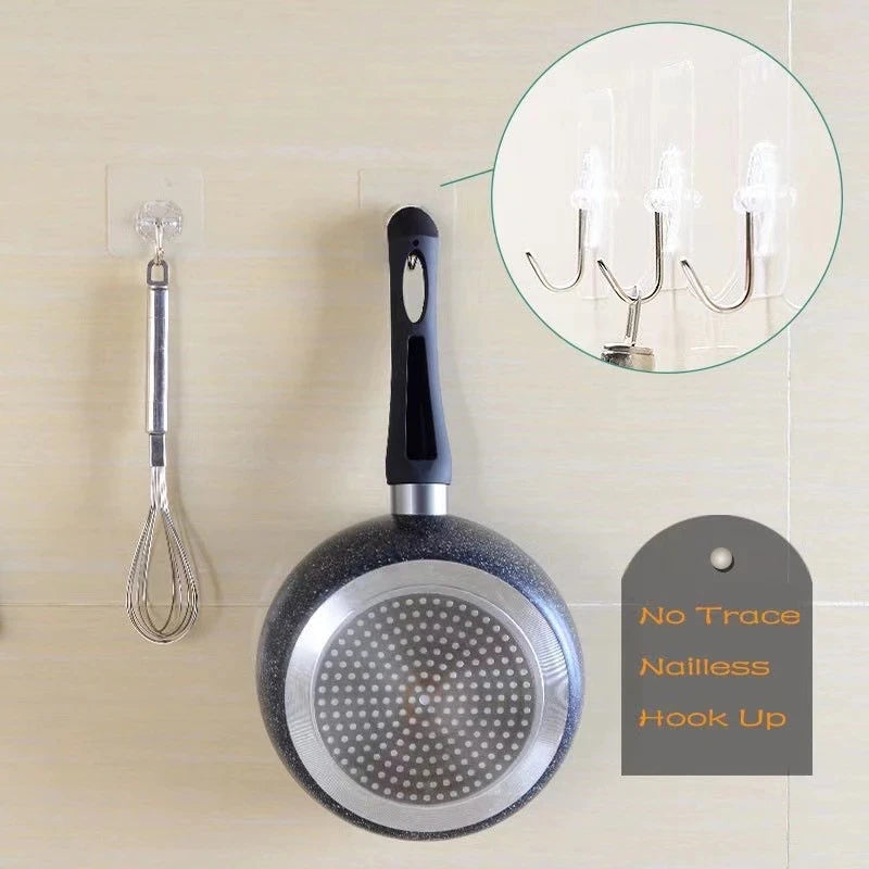 Transparent Self-Adhesive Wall Hooks for Kitchen & Bathroom