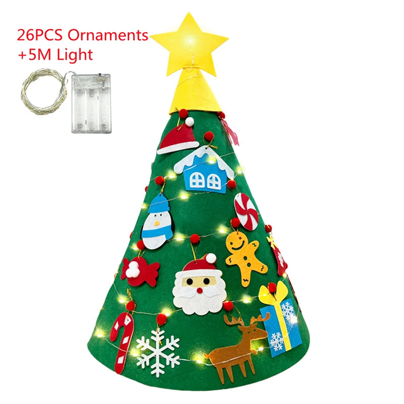 DIY Felt Christmas Tree Decoration, Santa Claus Ornaments & Kids Xmas Gifts
