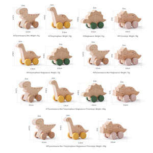 Dinosaur Cartoon Wooden Teether Toy for Babies – Montessori Sensory Car