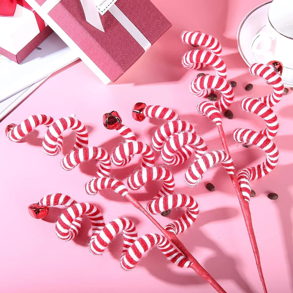 Christmas Flower Picks with Woolen Bells