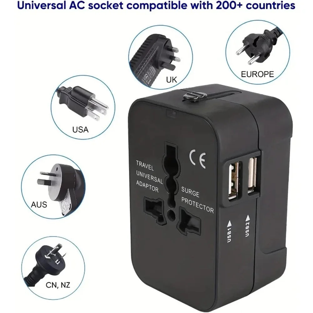 Universal Travel Adapter with Dual USB Ports