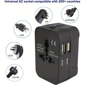 Universal Travel Adapter with Dual USB Ports